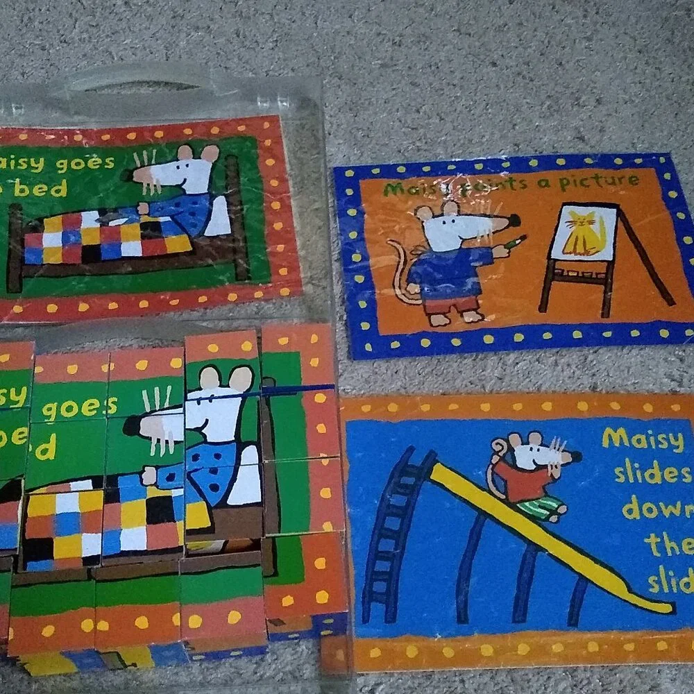 Wooden Maisy Puzzle Cube 6 different scenery used Vintage